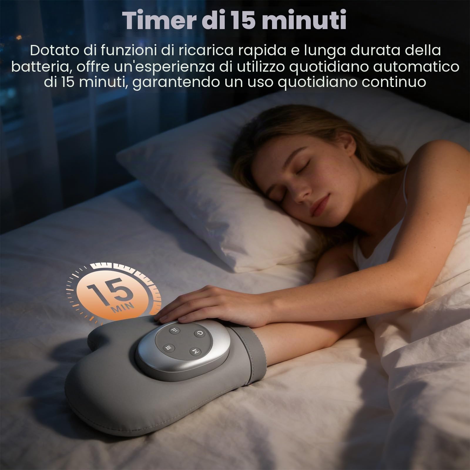 Massaggiatore mano con calore & compressione contro artrosi & stanchezza manuale, 3 modalità, 3 livelli calore, 5 livelli pressione, guanto ricaricabile, regalo relax