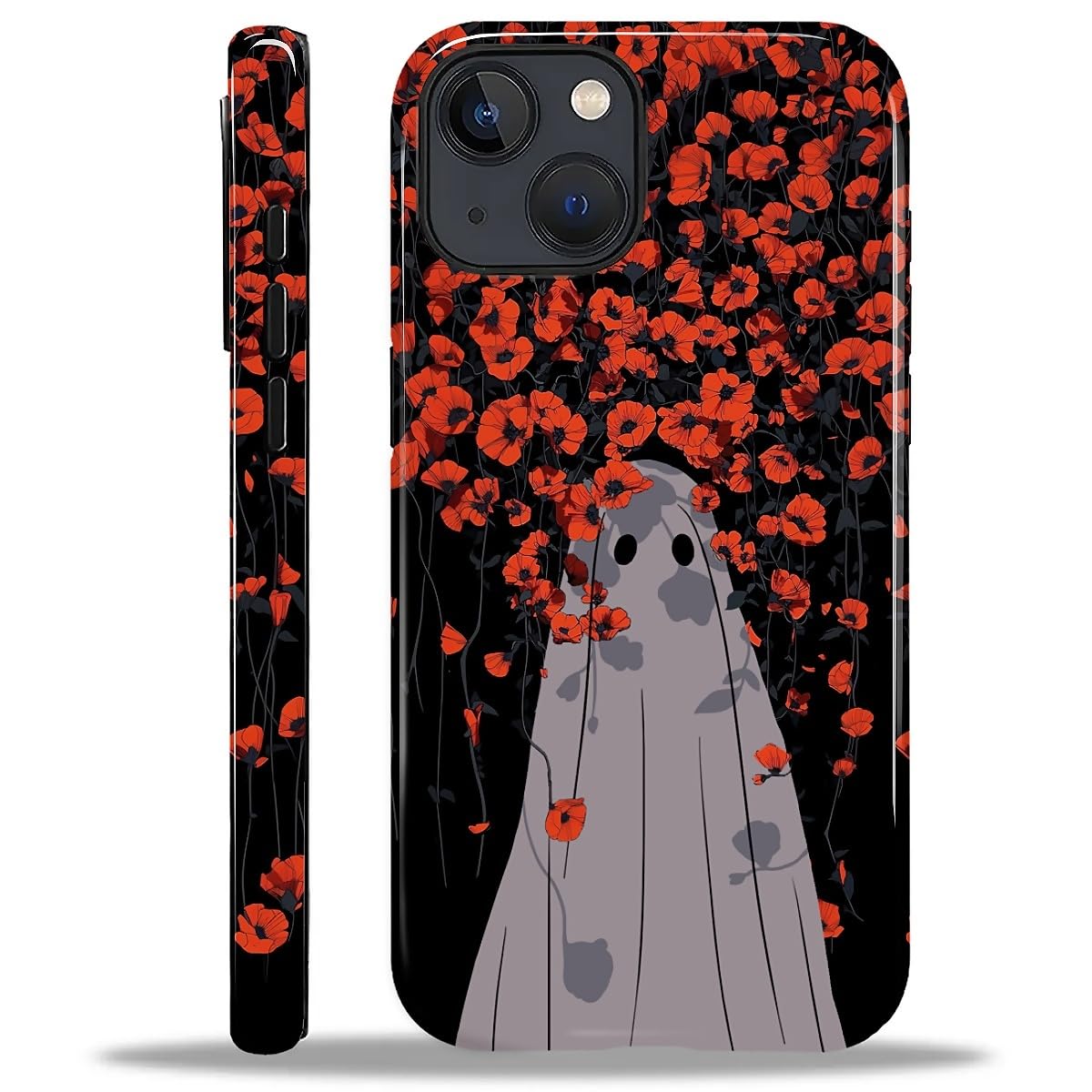 for iPhone 14 Plus Case for Women Girl Men Boy, Compatible with MagSafe, Shockproof Soft Silicone & Hard PC Shell Protective Case for iPhone 14 Plus - Spooky Lonely Flower Ghost Spooky Lonely Flower Ghost IPhone 14 Plus