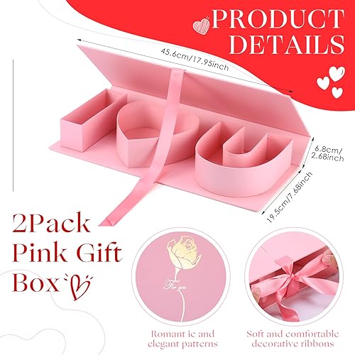 Miniatura 2 de Engrowtic Paquete de 2 cajas rellenables con forma de letra "I Love You" para flores, cartón vacío, carta, caja de regalo de papel rellenable, con