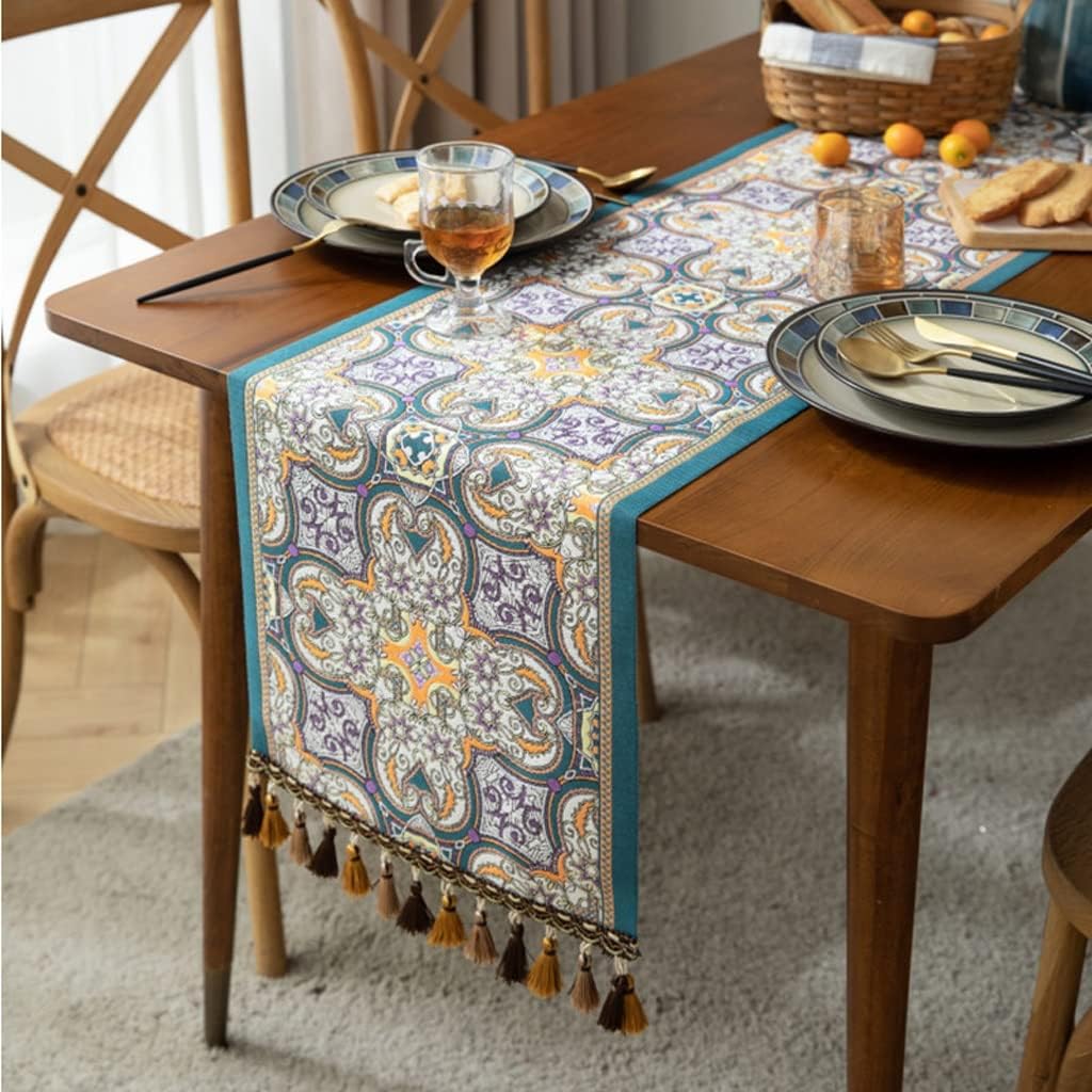 Table Runner Polyester Table Cover Table Runner Decoration for Festival Event Home Decoration(35x140CM)