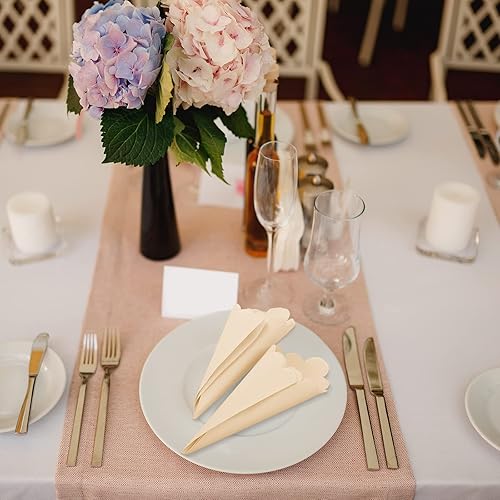 Miniatura 4 de Fuutreo 200 servilletas de cóctel de 2 capas con bordes festoneados plegadas de 5 x 5 pulgadas, desechables para cenas, bodas, fiestas de