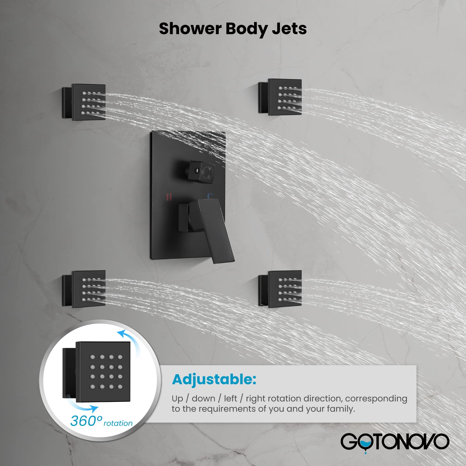 Rain Mixer Shower Faucet Set With Waterfall Tub Spout 12 Inch Square R Shower Head Ceiling Mount With Handheld Spray - View #4