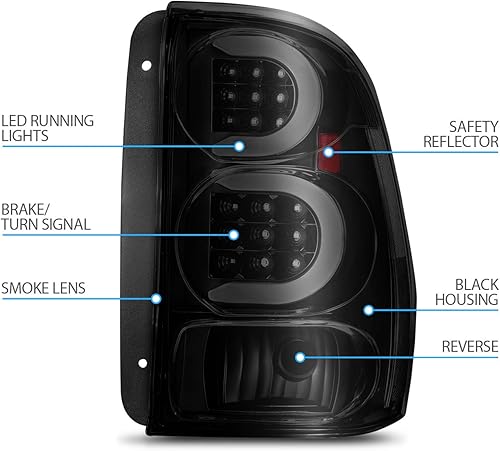 Miniatura 5 de AmeriLite Par de luces traseras de tubo LED tipo C para Chevy Trailblazer/EXT 2002-2009 - Lado del conductor y del pasajero