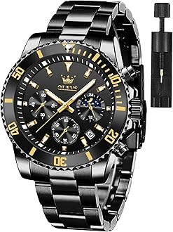 OLEVSMens Watches Chronograph Waterproof Luminous Silicon Strap Multifunction Watches for Men Quartz Business Calendar Men Wrist Watch