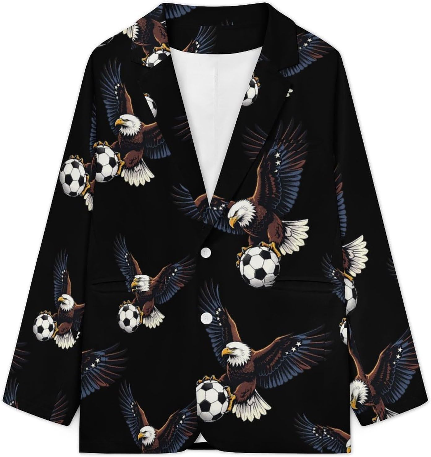 U.S.A. Eagle1 Soccer Ball Mens Sport Coat Two Buttons Blazer Business Casual Dress Suit Jacket with Pocket