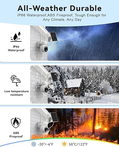 Miniatura 8 de Cámaras de seguridad inalámbricas para exteriores, 4K, WiFi, para seguridad en el hogar, con energía solarbatería, cámara PTZ de 360, visión