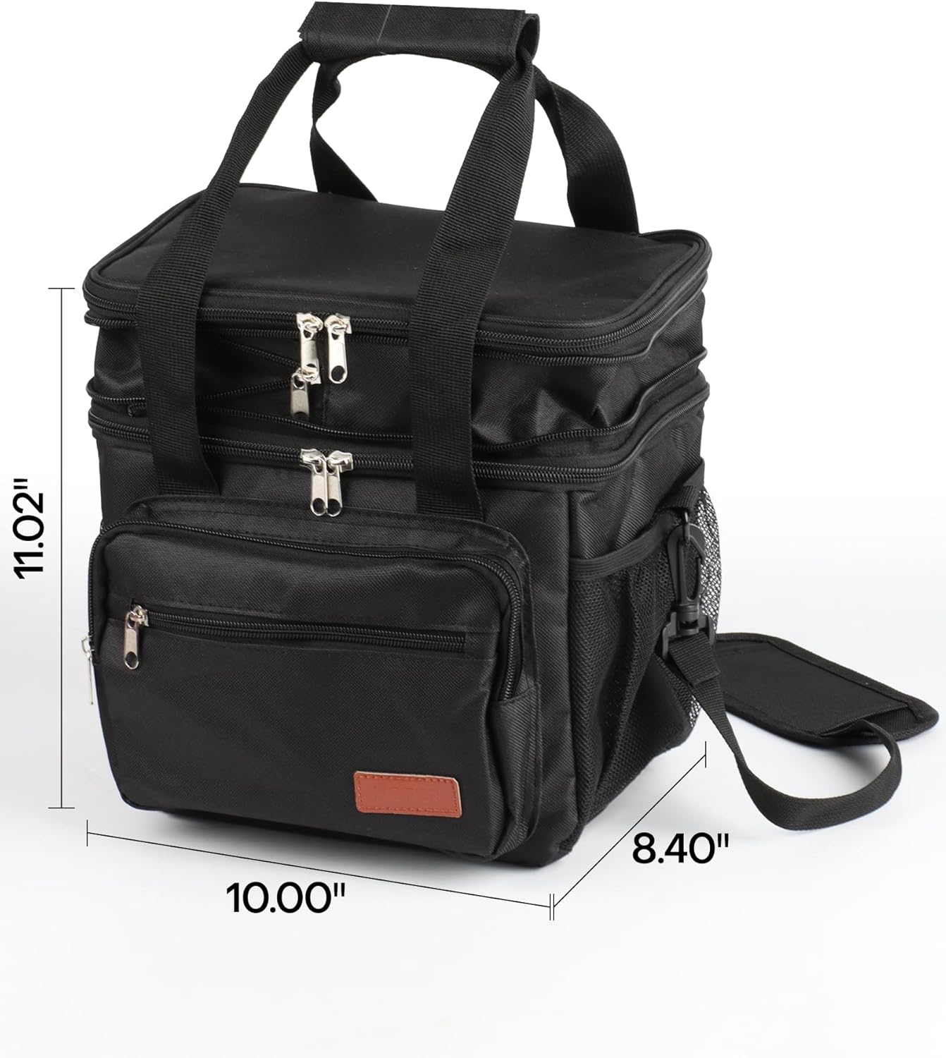 HOTOR Lunch Box for Men & Women - Double-Layer Insulated Lunch Bag with Leakproof Liner, Portable Cooler for Work, Travel, or Picnic, Black, 11.02" x 8.4" x 10.0"