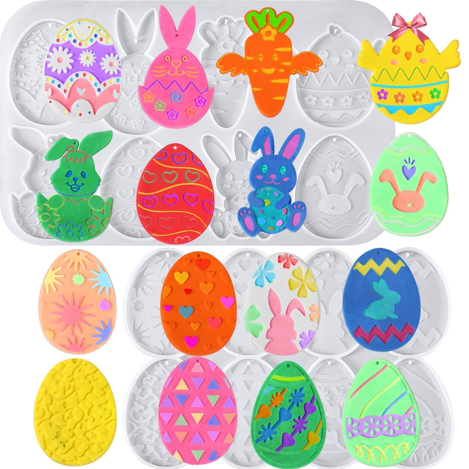 MARFOREVER Ostern Silikonform Ostereier, 2 Stück Silikonform Ostern Hase Silikonformen Gießformen Ostern Silikonform Frühling Epoxidharz Formen Ostern für DIY Basteln Anhänger Osterdeko