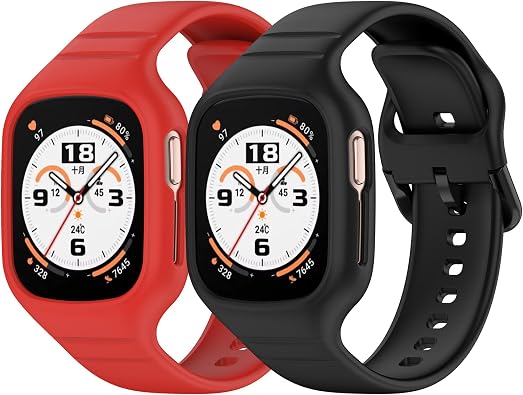 Compatible with Honor Watch 4 Band with Bumper Case,Silicone Adjustable Replacement Wristband Sport Bands Strap for Honor Watch 4 Smartwatch Accessories