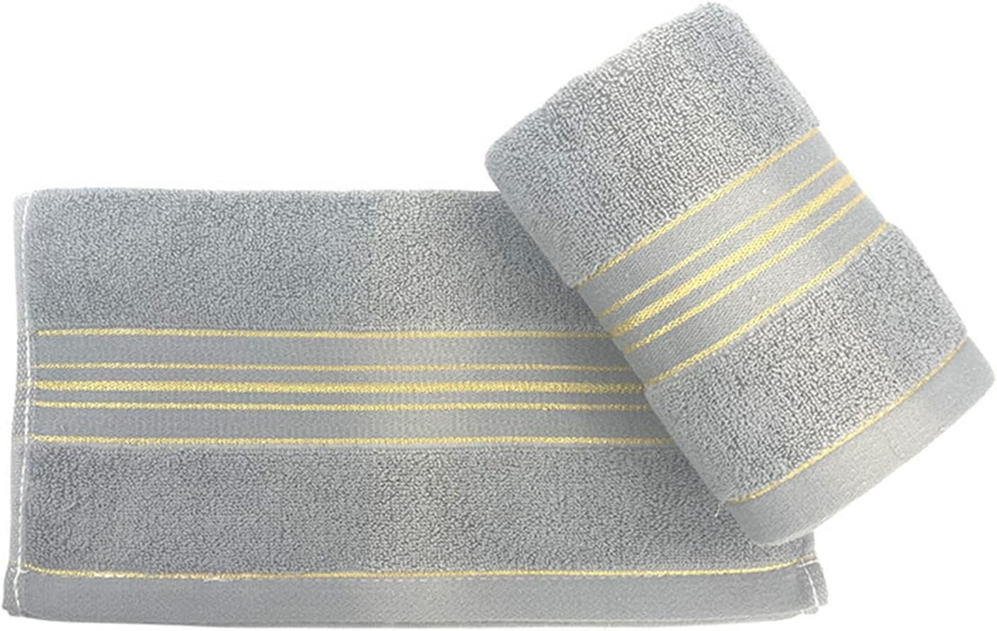 3-Pack Cotton Towels, Soft and Absorbent Face & Bath Towels, Solid Colors with Embroidery(Light Grey)