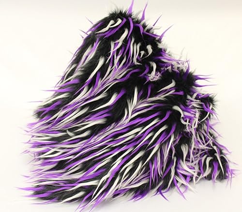 Miniatura 4 de Tela sintética de 3 tonos, piel sintética, color negro, blanco y morado, 60 pulgadas de ancho, vendido por The Yard