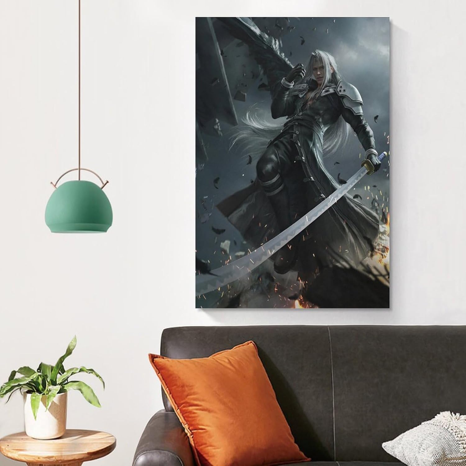 Thcbme Final Fan-tasy 7 Remake Sephiroth Poster Decorative Painting Bathroom Decor Living Room Canvas Wall Art UnFramed-2,20x30inch(50x75cm)