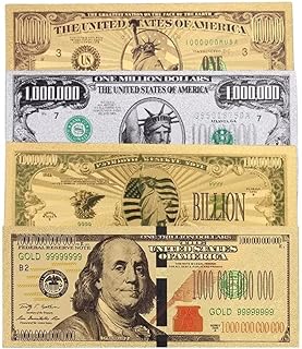 Gold Dollar Bills, 24k Gold Plated Million Billion Trillion Dollar Banknotes Gold Dollar Art for Decor Bookmark