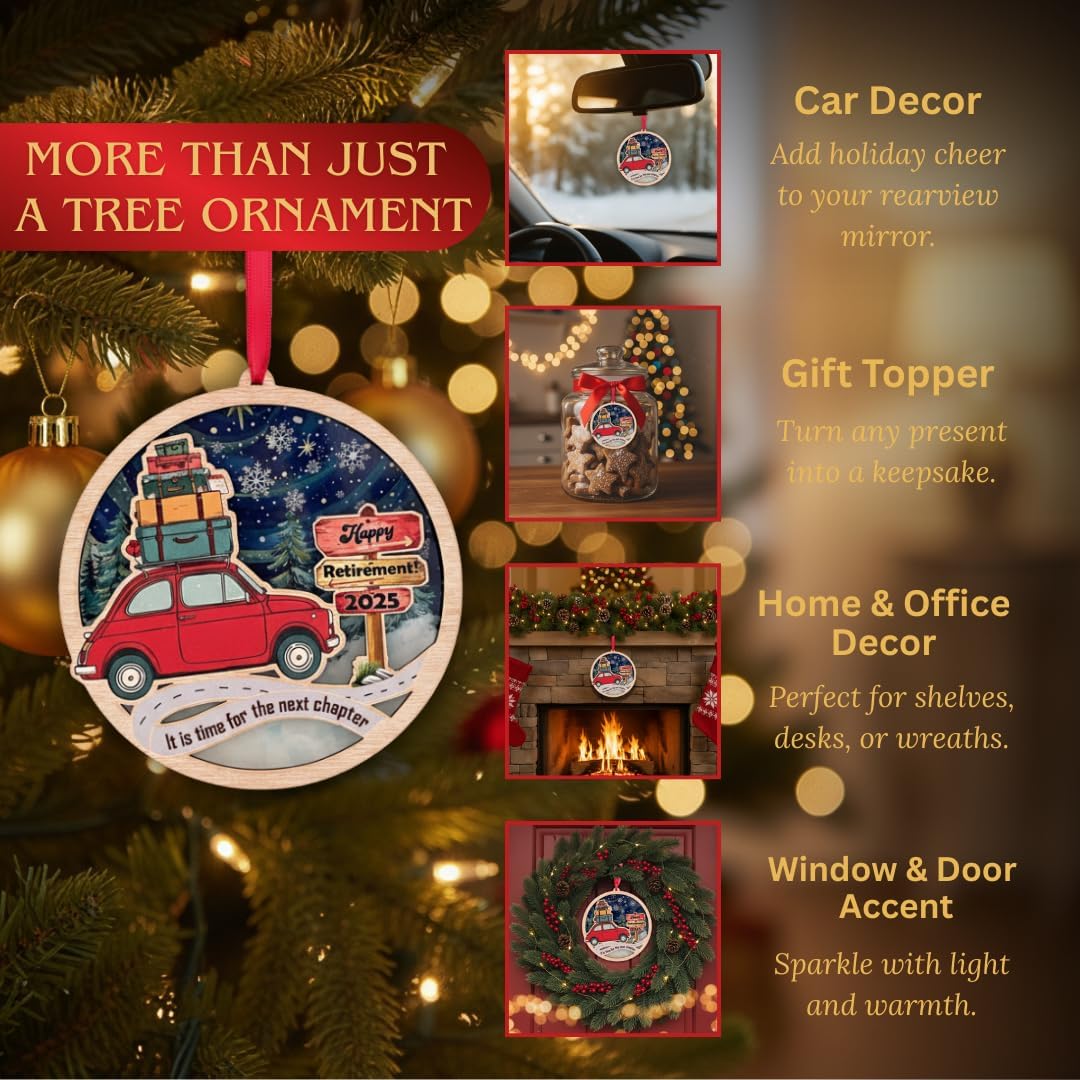 Retirement Ornament 2025, First Christmas Retired Ornament, Happy Retirement Ornaments, Double Layer Wood & Acrylic Keepsake, Retired Christmas Ornaments 2025 for Men Women, Home Decor - Image 7