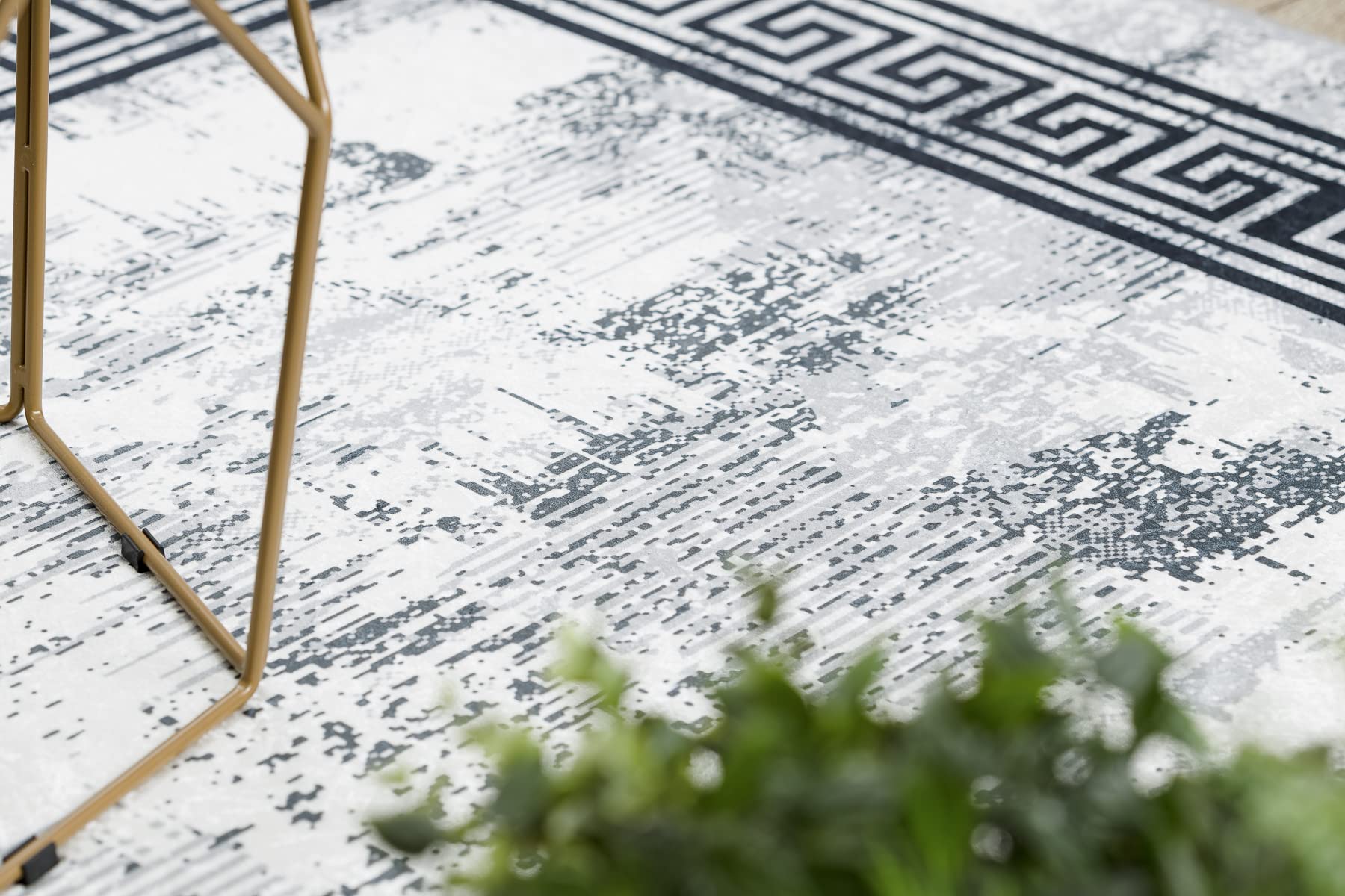 rugsx Tappeto moderno lavabile ANDRE per la camera dei bambini, il soggiorono, la hall, la moquette lavabile in lavatrice, Marmo, Greco, antiscivolo - nero/bianco 160x220 cm