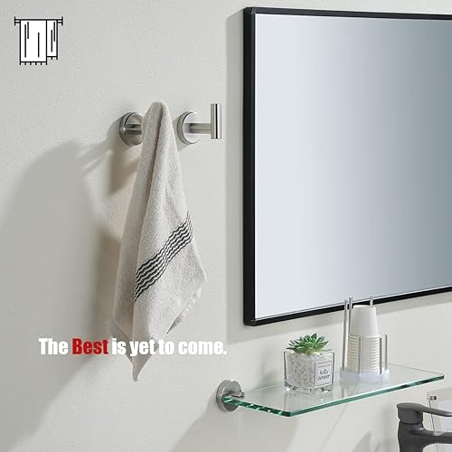 Miniatura 3 de JQK Gancho para toallas de baño cepillado, ganchos de pared para cocina, garaje, SUS 304, acero inoxidable de 0.031 in, 2 unidades de acero