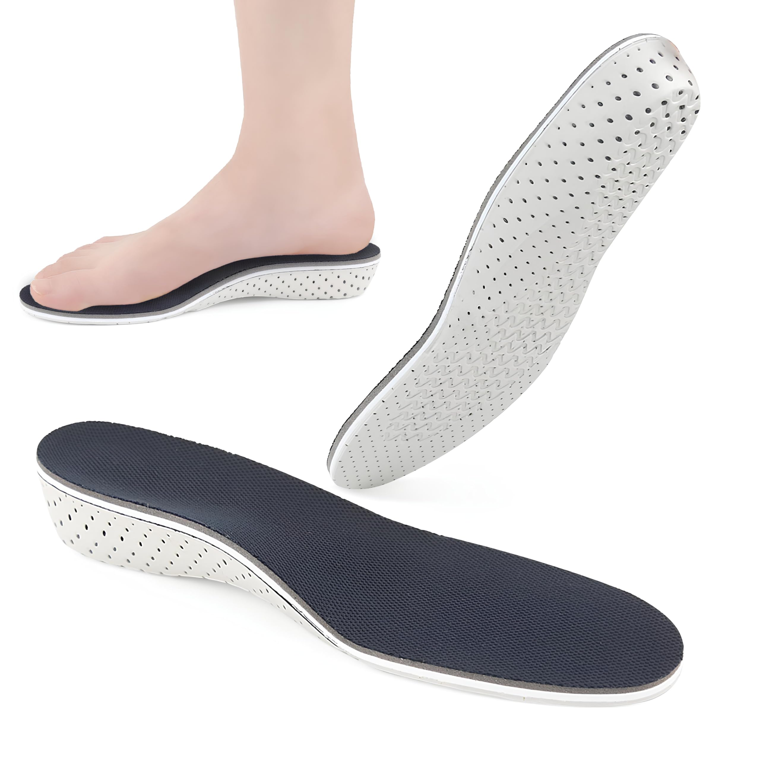 Solette Alzatacco 2 o 3 cm Traspiranti Antibatterico Supporto Black Memory Foam, Suolette Scarpe Plantari Plantare, Per Uomini E Donne EVA Sollevamento Tallone 35-44 (ALTEZZA 3cm)