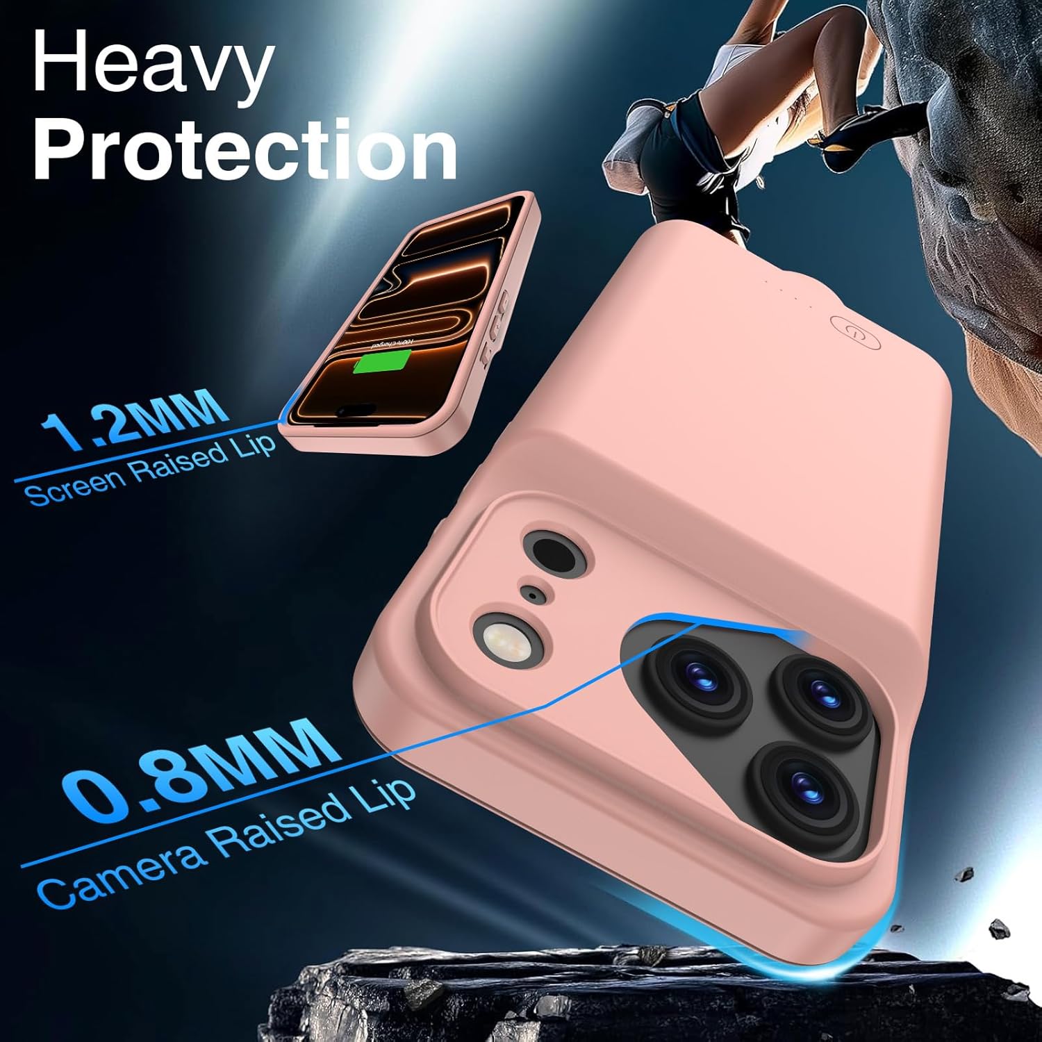 GIN FOXI Battery Case for iPhone 17 Pro, Rechargeable Charging Case Charger 8500mAh Ultra-Slim Lightweight Powerful Battery Pack 15W Fast Anti-Fall TPU Juice Box for 17 Pro (6.3") Pink