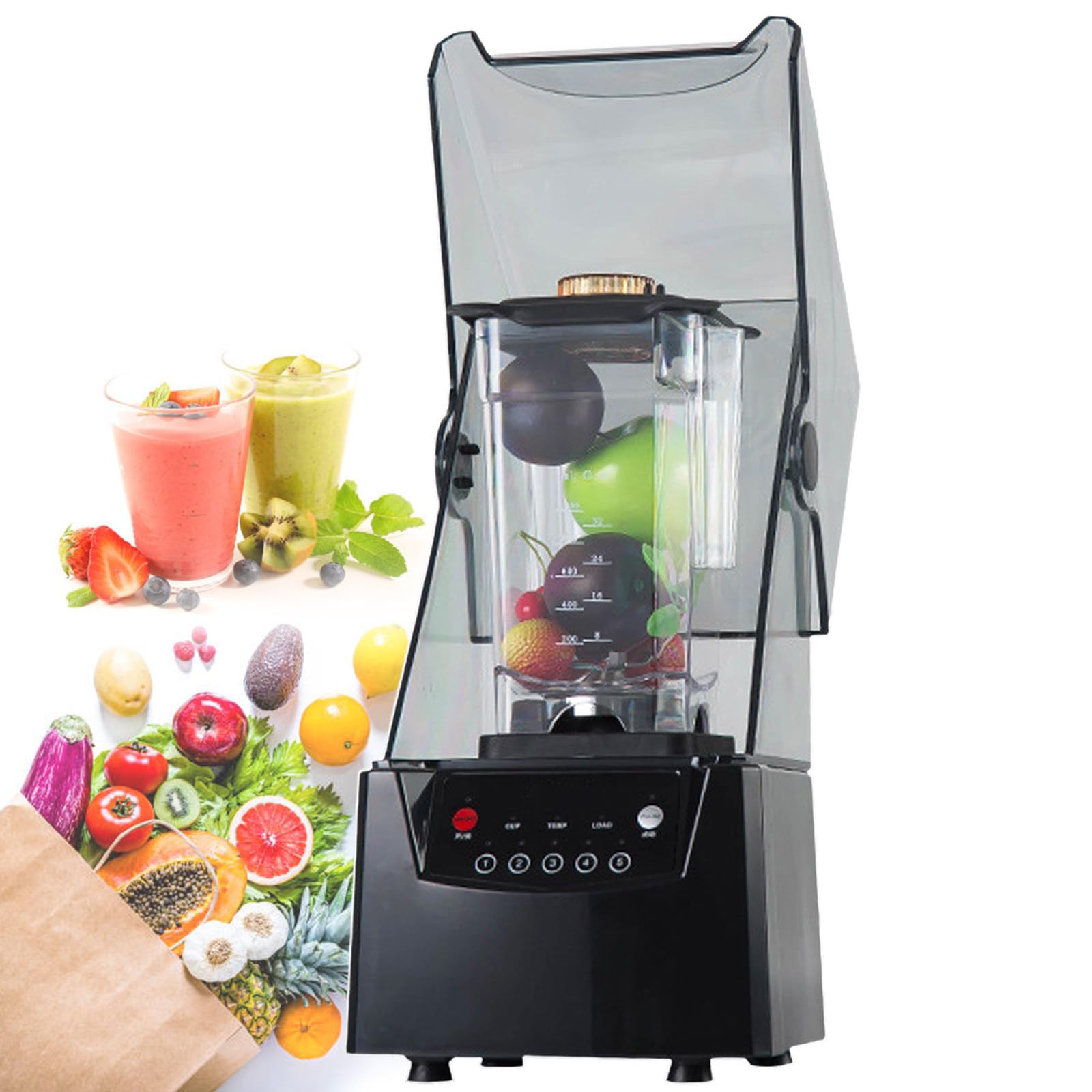 Blender Professionnel Pour Smoothies - Broyeur À Glace Professionnel De 2200 W Avec Capot Insonorisé, 5 Programmes Préréglés Et Capacité De 1,8 L, Pour Cafés, Restaurants, Milk-Shakes