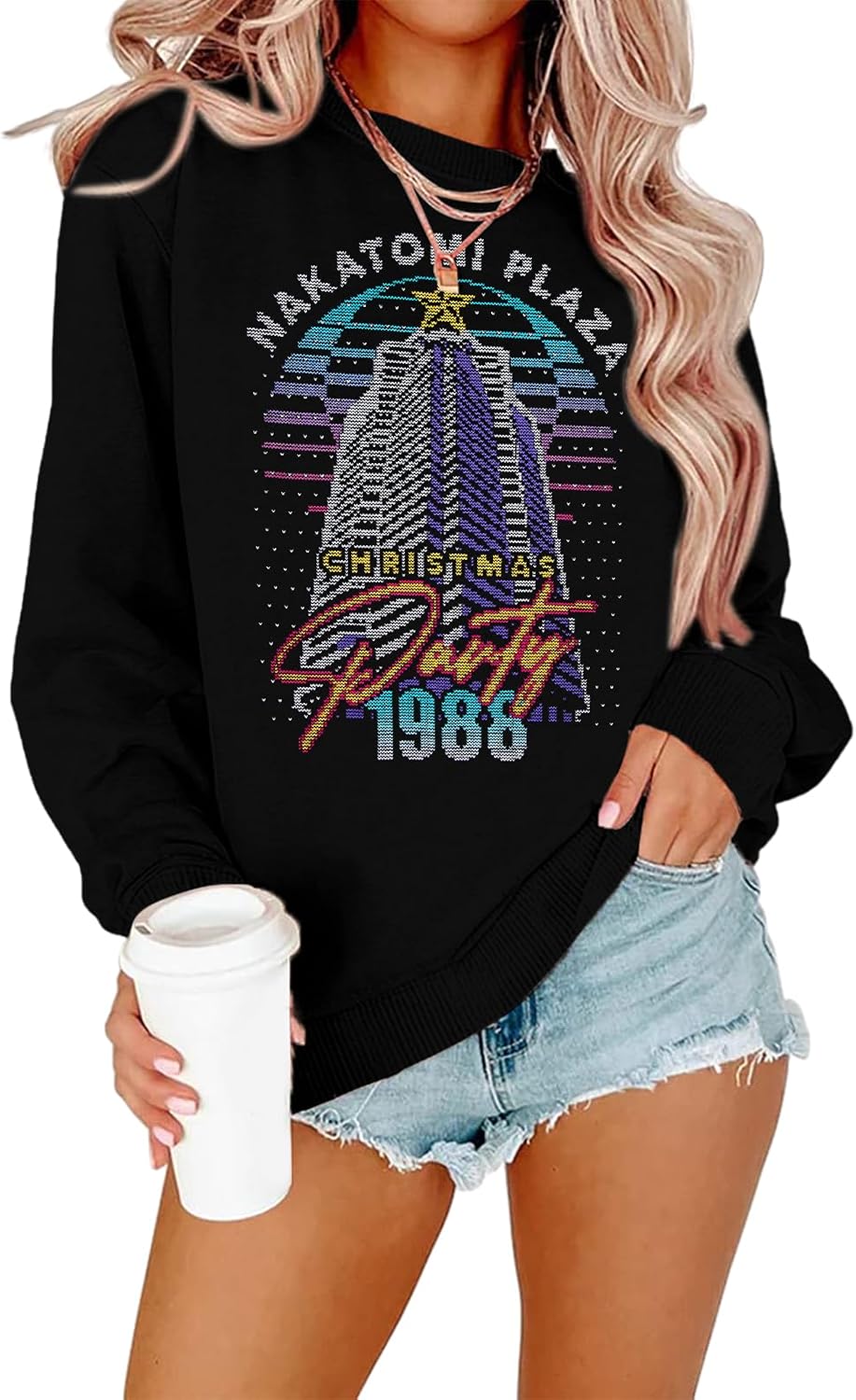 MOUSYA Nakatomi Plaza Christmas Sweatshirts | Festive Holiday Pullover for Christmas Parties