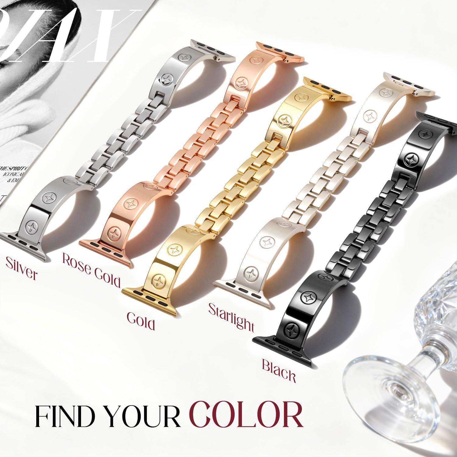 Gold Watch Bands for Women Compatible Apple Watch 40mm 41mm 38mm 42mm 46mm 44mm 45mm 49mm Adjustable Dressy Metal Jewelry Bracelet Strap for iWatch Series 11 10 9 8 7 6 5 4 3 2 1 SE Ultra - Image 9