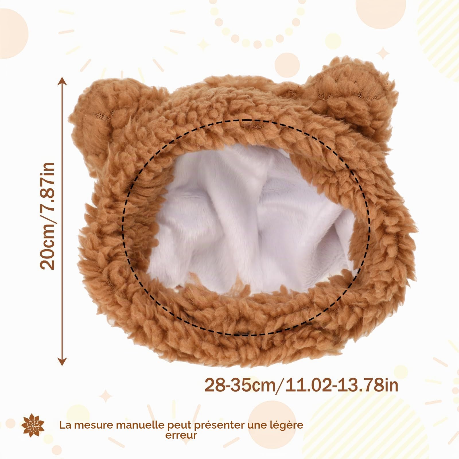 WLLHYF Bonnet d'hiver mignon pour chats, chaud, doux, confortable, réglable, pour animaux domestiques, couvre-chef pour chats, chiens (marron)