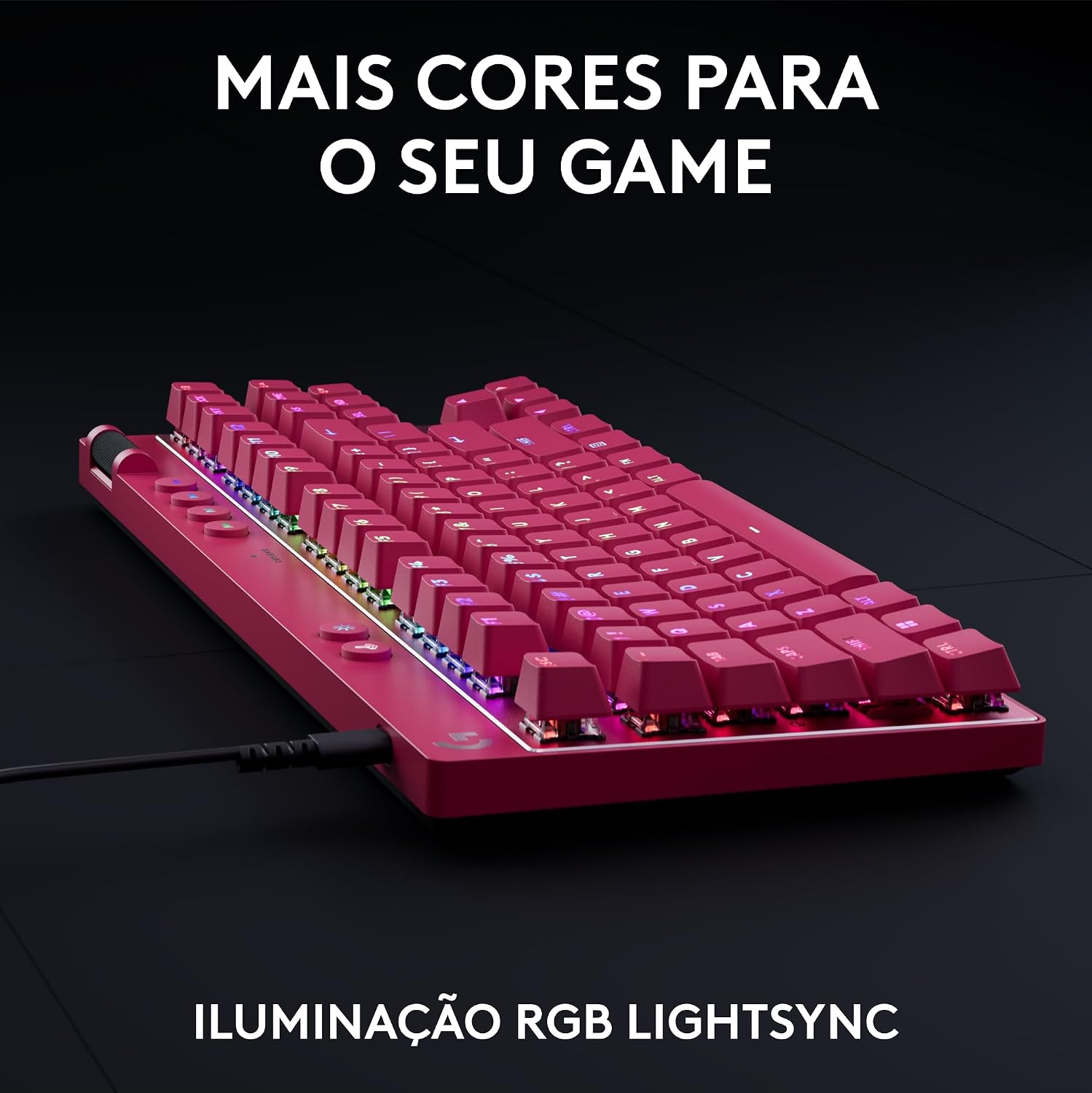 Teclado Gamer Com Fio Logitech G PRO X TKL RAPID com layout US, Switches Magnético- analógicos, Modo Rapid Trigger, Acionamento Ajustável, e RGB LIGHTSYNC - Magenta