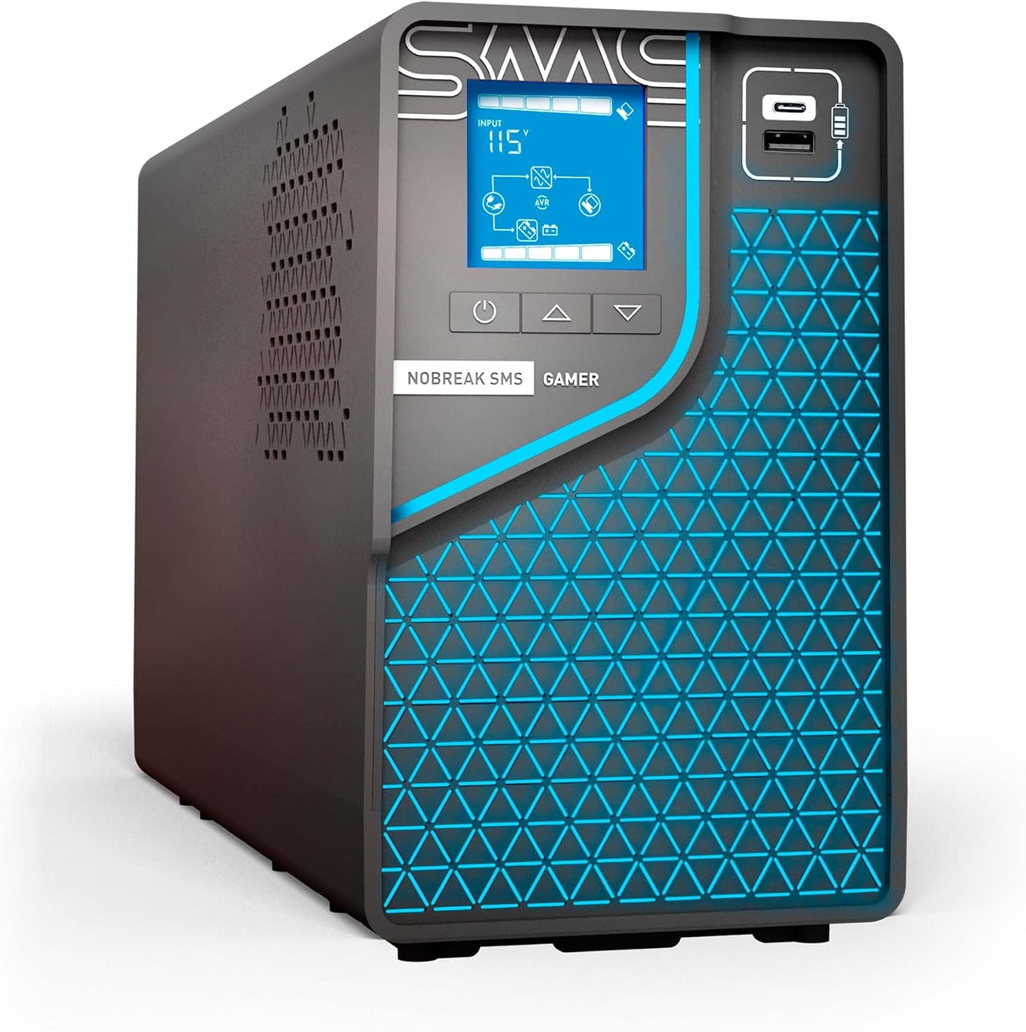 SMS - NOBREAK GAMER 1500 WIFI - POTÊNCIA 1500VA | 1050W - BIVOLT ENT.:115/ 220V |SAÍDA: 115/ 220V - 8 TOMADAS (6T 10A + 2T 20A) - SENOIDAL PURA - LINE INTERACTIVE - PN 29600 SMS - NOBREAK GAMER 1500 WIFI - POTÊNCIA 1500VA | 1050W - BIVOLT ENT.:115/ 220V |SAÍDA: 115/ 220V - 8 TOMADAS (6T 10A + 2T 20A) - SENOIDAL PURA - LINE INTERACTIVE - PN 29600
