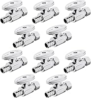 Vista 12 de Válvula de parada angular, válvula de cierre de ángulo de compresión de 1/2 pulgada Pex X 3/8 pulgadas OD con encendido/apagado de 1/4