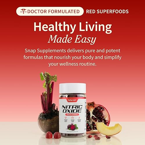 Miniatura 6 de Snap Supplements Nitric Oxide Beet Root Gummies Supplement with Organic Beets - Energy & Circulation Support, 60 Sugar-Free Gummies (30 Servings, 1