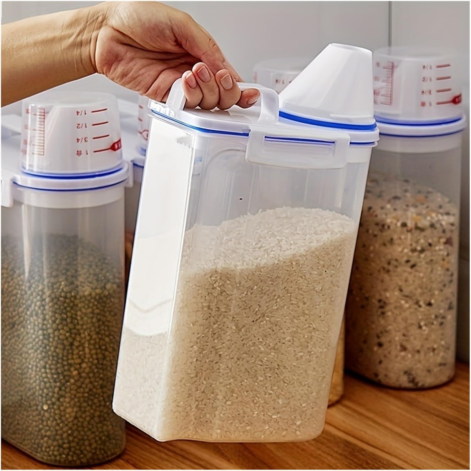 Airtight Large Capacity Cereal Storage Container - fit for & Rice Dispenser for Cereals and Food(A)