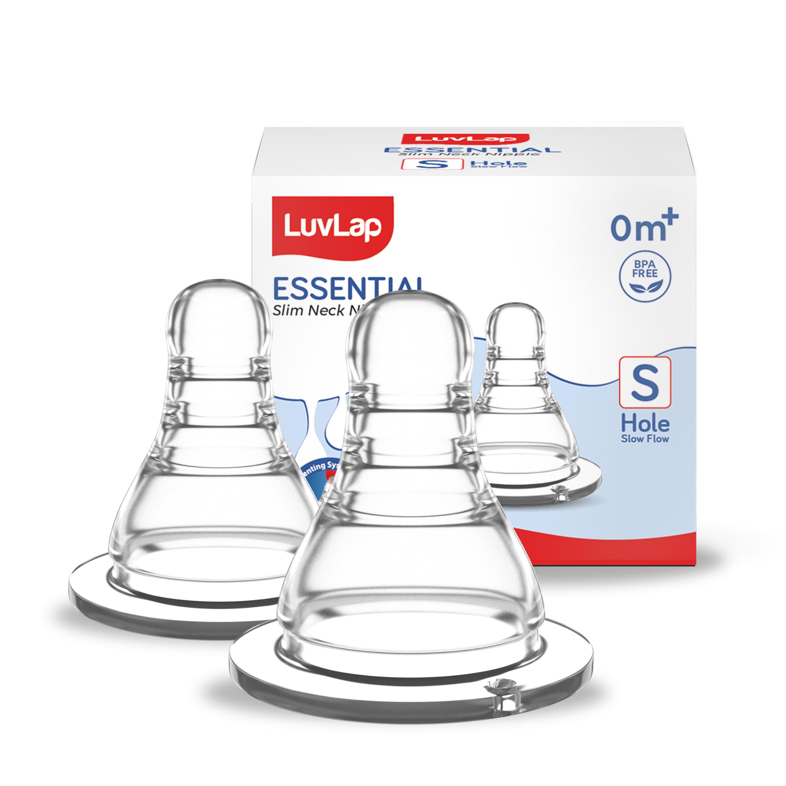 LuvLap Anti-Colic Essential Teat/Nipple for Slim Neck Bottle,2pcs Slow Flow, 0m+, Made of Soft & Flexible Silicone, Ergonomic Shape, Mimics Breastfeeding, Leak Proof, BPA Free, Comes with Sturdy Base (B08DKGH4YX) Amazon Price History, Amazon Price Tracker