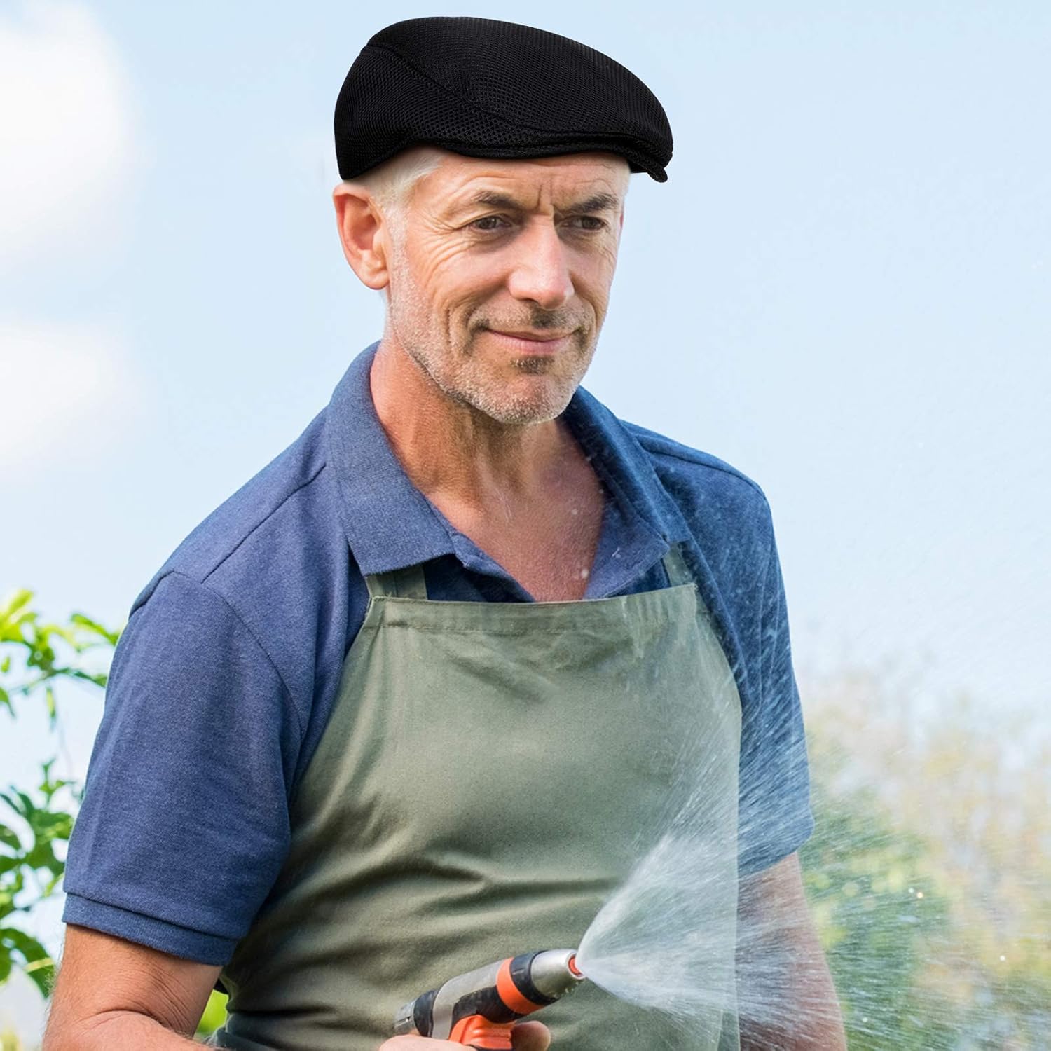 Syhood 3 Pieces Mens Mesh Flat Cap Breathable Summer Newsboy Hat Cabbie Flat Cap - Image 7