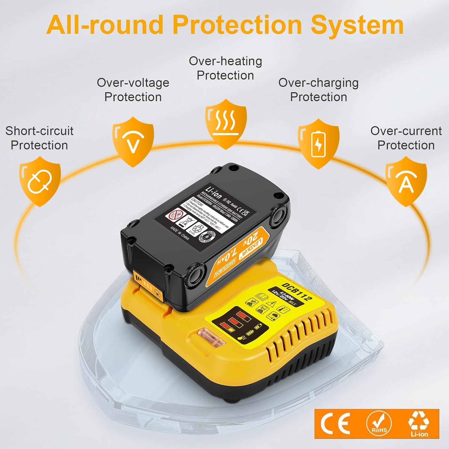 Upgraded 7.0Ah Replacement for Dewalt 20V Battery with DCB112 Battery Charger Combo - Image 3