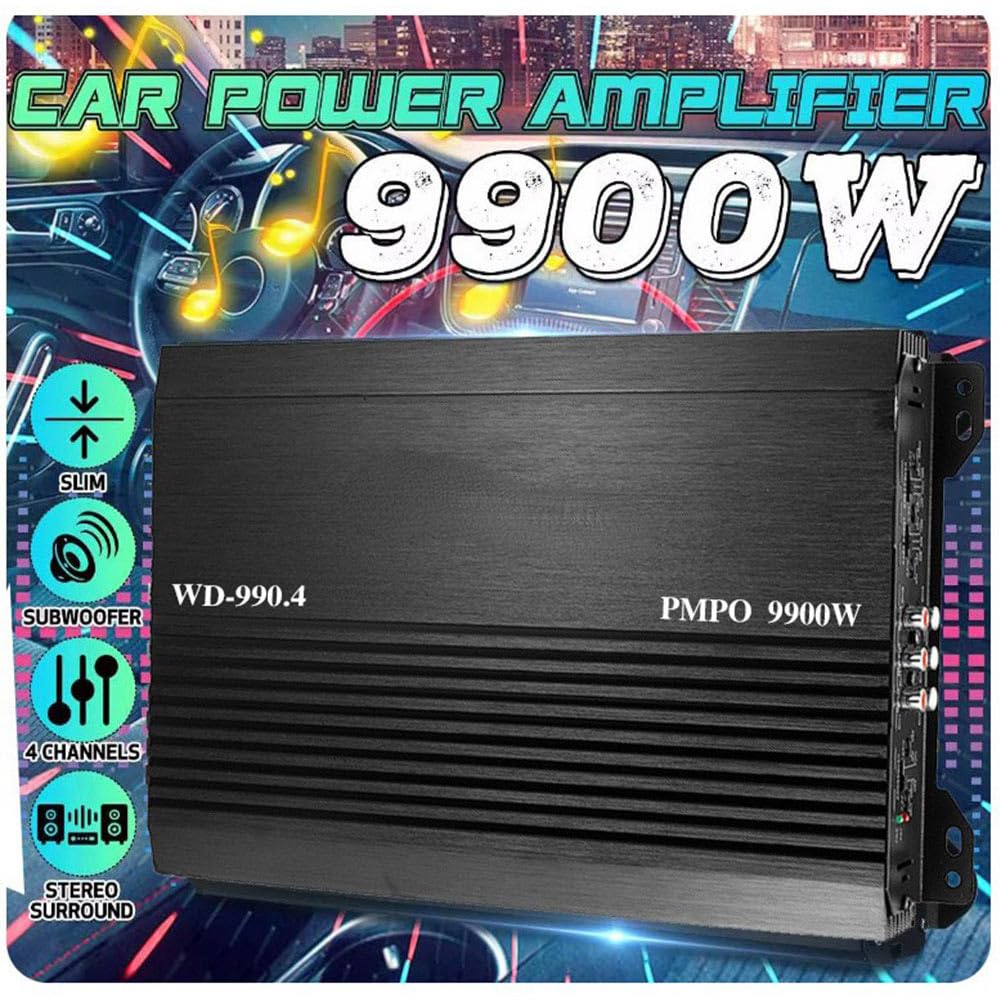Amplificador de Coche de 4 Canales y 12 V, 9900 W, Amplificador de Audio de Actualización, Estéreo, Sonido Envolvente, Subwoofer Pasivo, Reproductor de Audio
