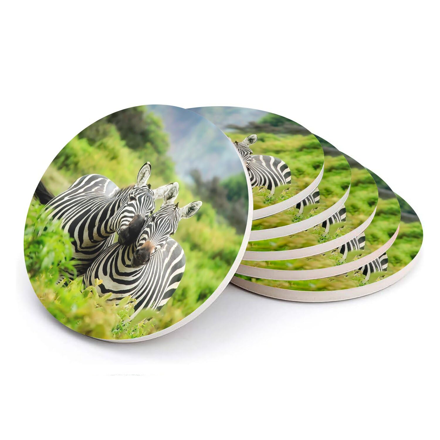 Sous-verres ronds en céramique de qualité supérieure au motif zèbres sauvages