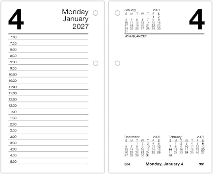 AT-A-GLANCE 2027 Desk Calendar Refill for E1700 Base, Daily Desk Pad Refill, 3.5" x 6", Standard, Loose-Leaf E7175027