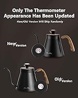 Vista 7 de Harriet Hervidor de cuello de cisne con termómetro para verter sobre café y té, 37 onzas líquidas, acero inoxidable, base duradera de 3 capas