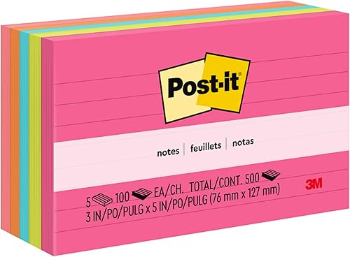 Miniatura 13 de Post-it Notas, 3 x 5 pulgadas, 5 blocs de notas adhesivas, 100 hojas por bloc, colección Poptimist, suministros escolares y productos de oficina,