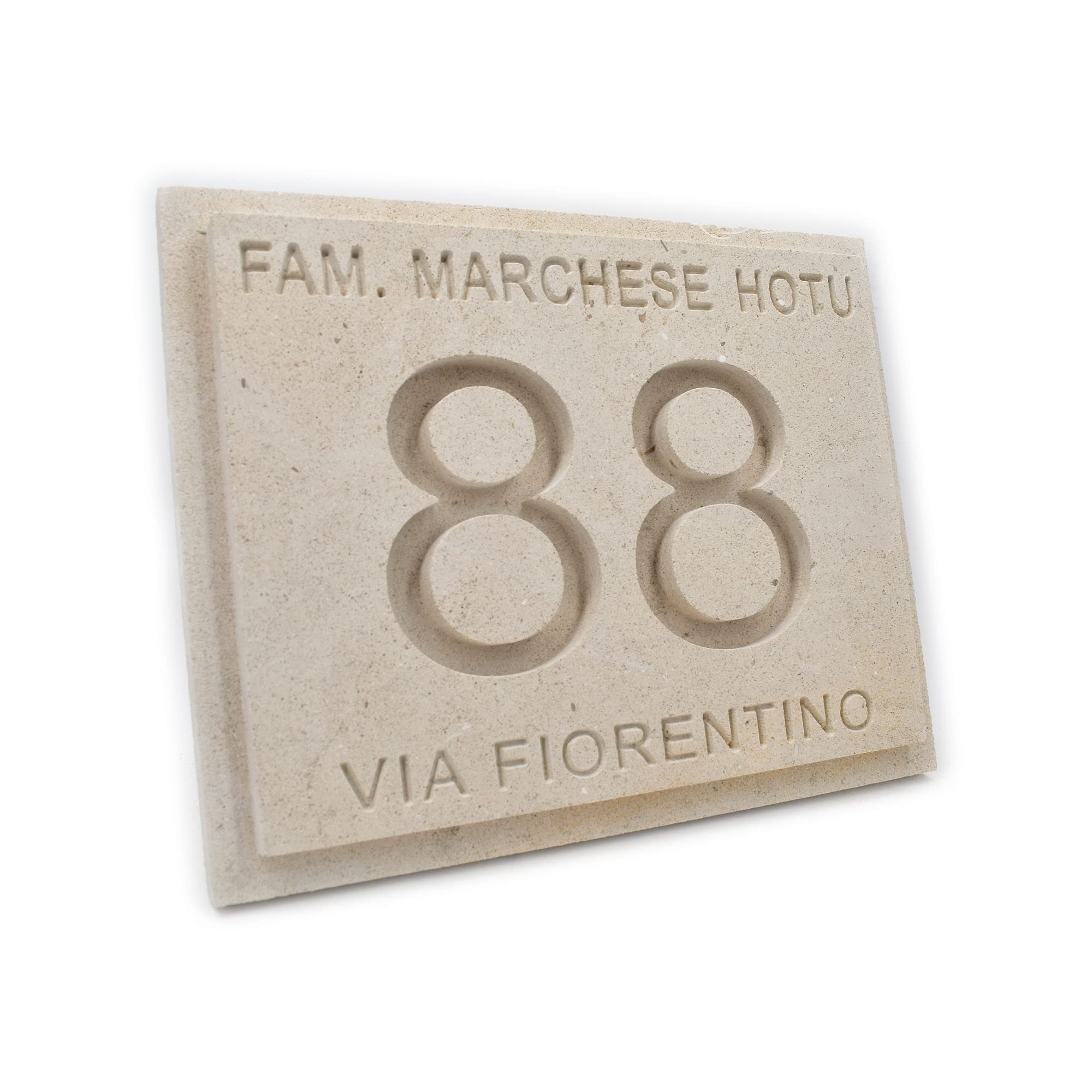 Numero civico esterno personalizzato inciso con nome della Via in Pietra Leccese misura 20x16cm numeri lettere da esterno targhetta cassetta postale campanello porta ingresso villa belle arti