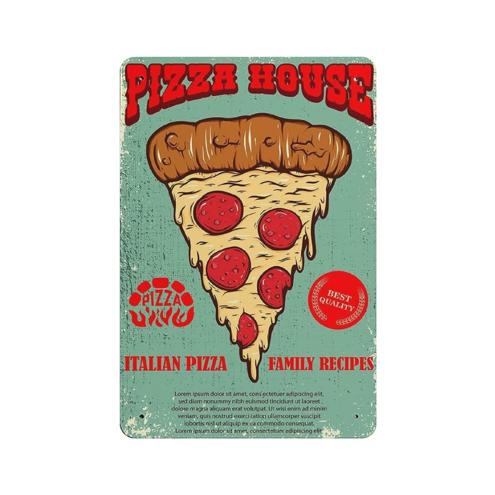 rayprint Metal Tin Sign Pizza House Italian Pizza Vintage Tin Poster Metal Sign Wall Decoration Country Kitchen Home Garage Decor 12"x8"