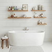 Raft de perete suspendat din stejar RICHER HOUSE, 100 x 23,5 x 3,8 cm, raft de perete din MDF, cu suporturi invizibile, pentru sufragerie, dormitor, baie, bucătărie 8