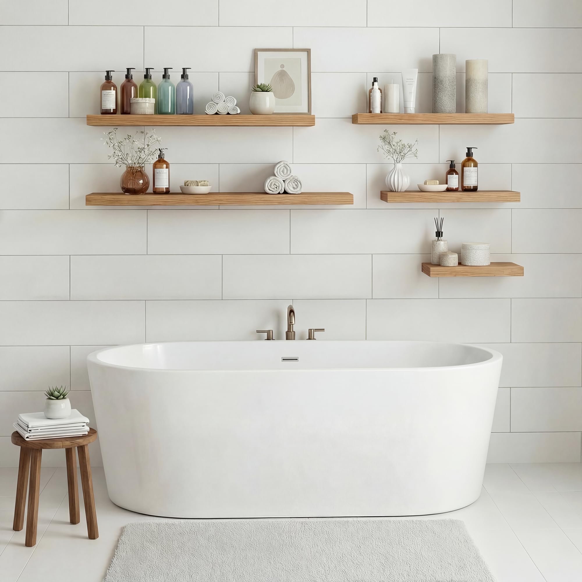 RICHER HOUSE Estantes flotantes de roble para pared, 80 x 23,5 x 3,8 cm, estantes de madera, decoración de pared con soportes invisibles para dormitorio, salón, baño, cocina, lavandería, oficina