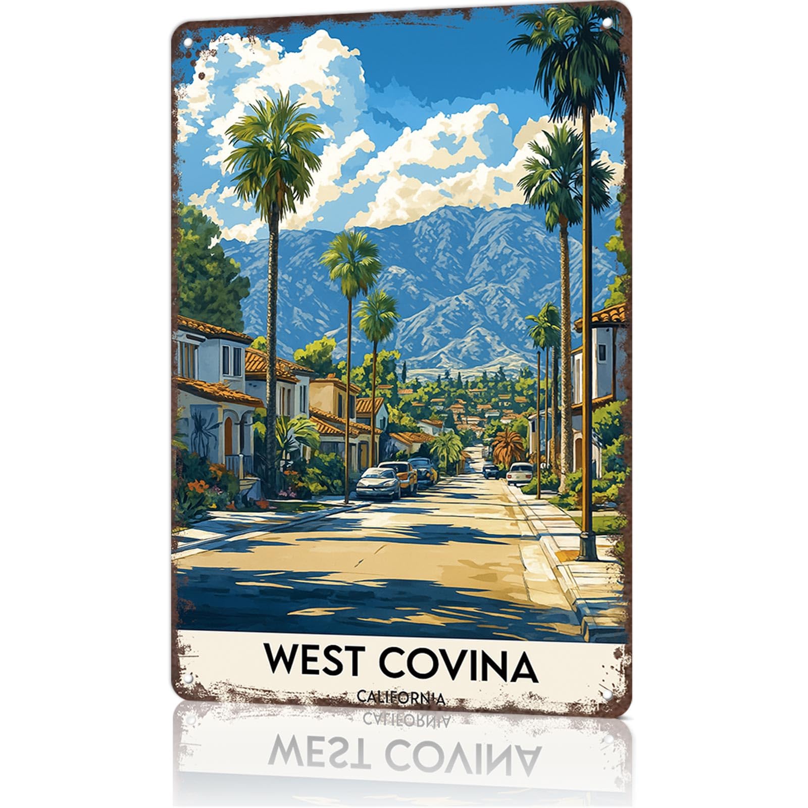 KWQDOZF Funny Signs Posters West Covina California Wall Art Sign for Bedroom Dorm Home Garage Bar Decor 8X12inch