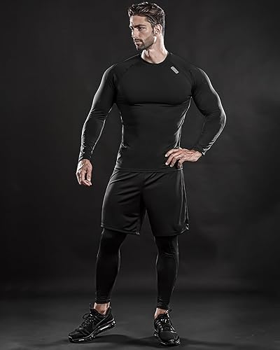 Miniatura 6 de DRSKIN Paquete de 4, 3, 2 o 1 camisa de compresión para hombre, manga larga, deportiva, capa base, entrenamiento, correr, atletismo, activo