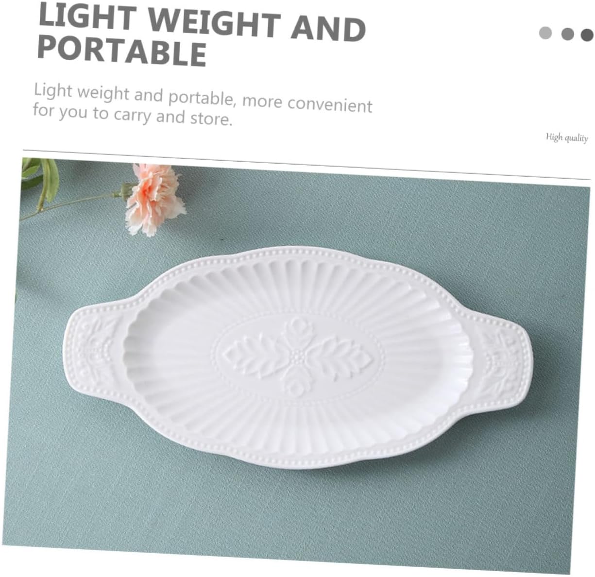 Multi-purpose White Platter Double-eared Fish Plate Ceramic Fish Storage Holder Food Serving Plate