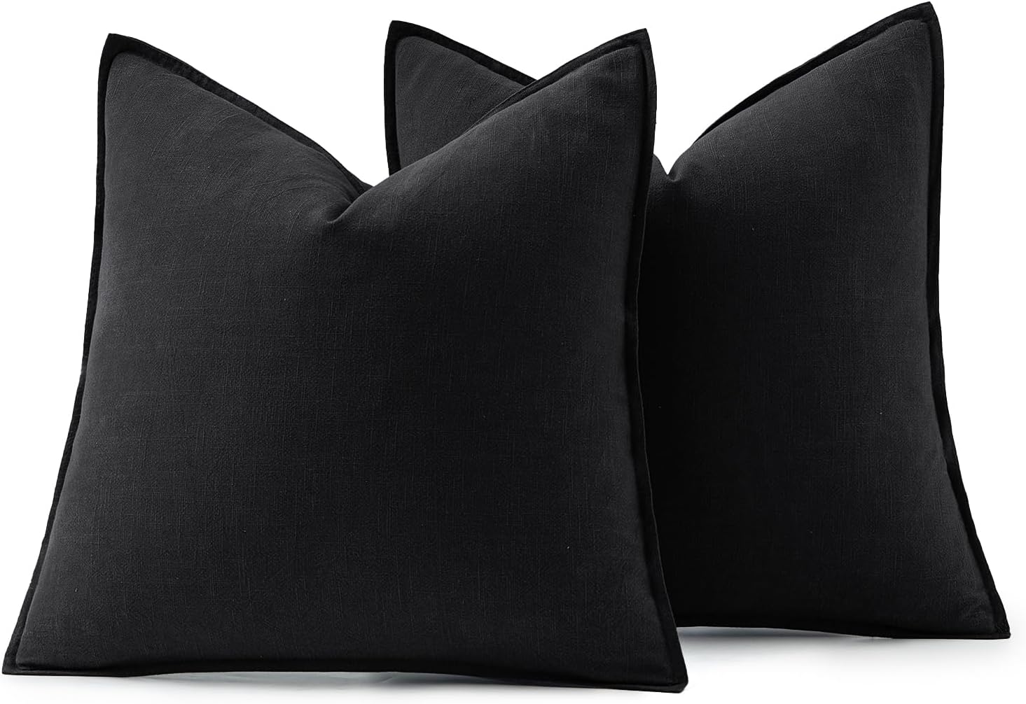 MIULEE Decorative Linen Pillow Covers 20x20 Inch Black ​Boho Farmhouse​ ​Neutral Couch Throw Pillows for Halloween Bed Pack of 2 Accent Modern Pillowcase Sofa Livingroom Home Decor - Image 6