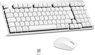 LeadsaiL FA98 Low Profile Mechanical Wireless Keyboard and Mouse Set with Red Switch, French AZERTY Connection, 2.4 GHz Connection, 98 Keys for Windows MacOS Computer PC-Silver product image