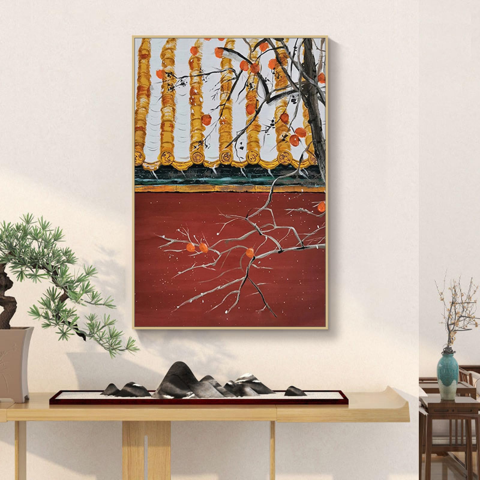 Tableau Cité Interdite branches enneigées pour décorer un salon ou une chambre