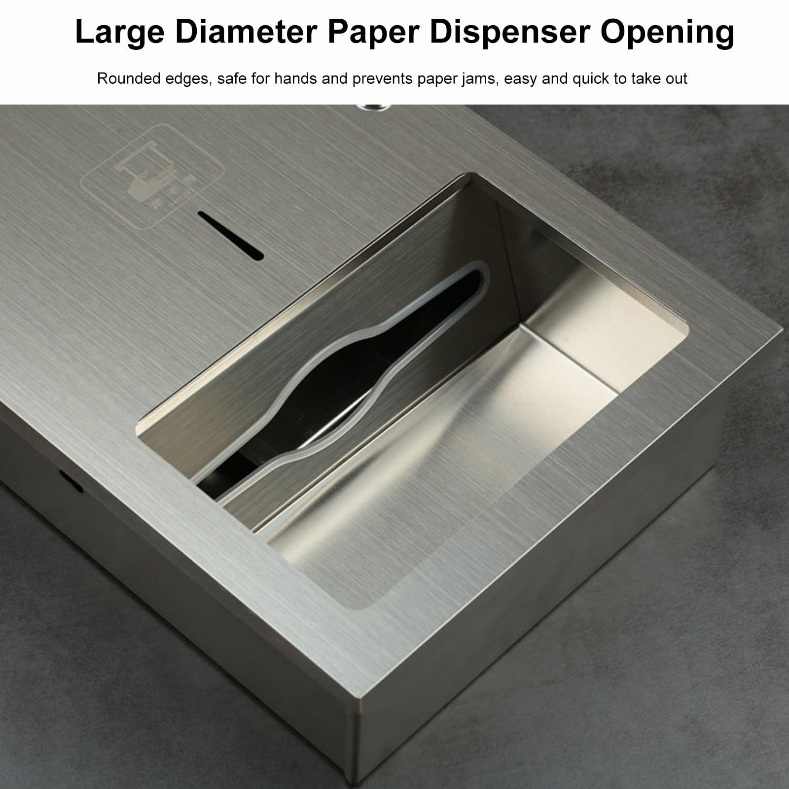 Dispensador Papel Secamanos Empotrable, Dispensador de Toallas de Papel de Acero Inoxidable 304 con Cerradura de Metal para Baños, 440 X 300 X 115 Mm
